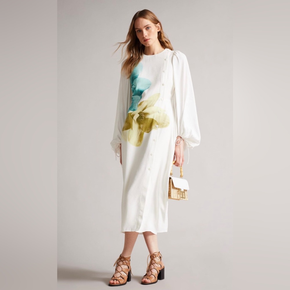 BNWT Ted Baker London Jordis Button Through Midi Dress, Brand Size 2